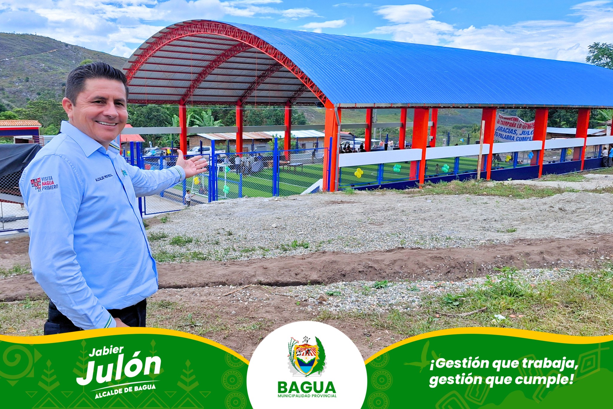 Alcalde Jabier Jul贸n inaugur贸 moderno polideportivo en el C.P. EL PORVENIR - ARAMANGO