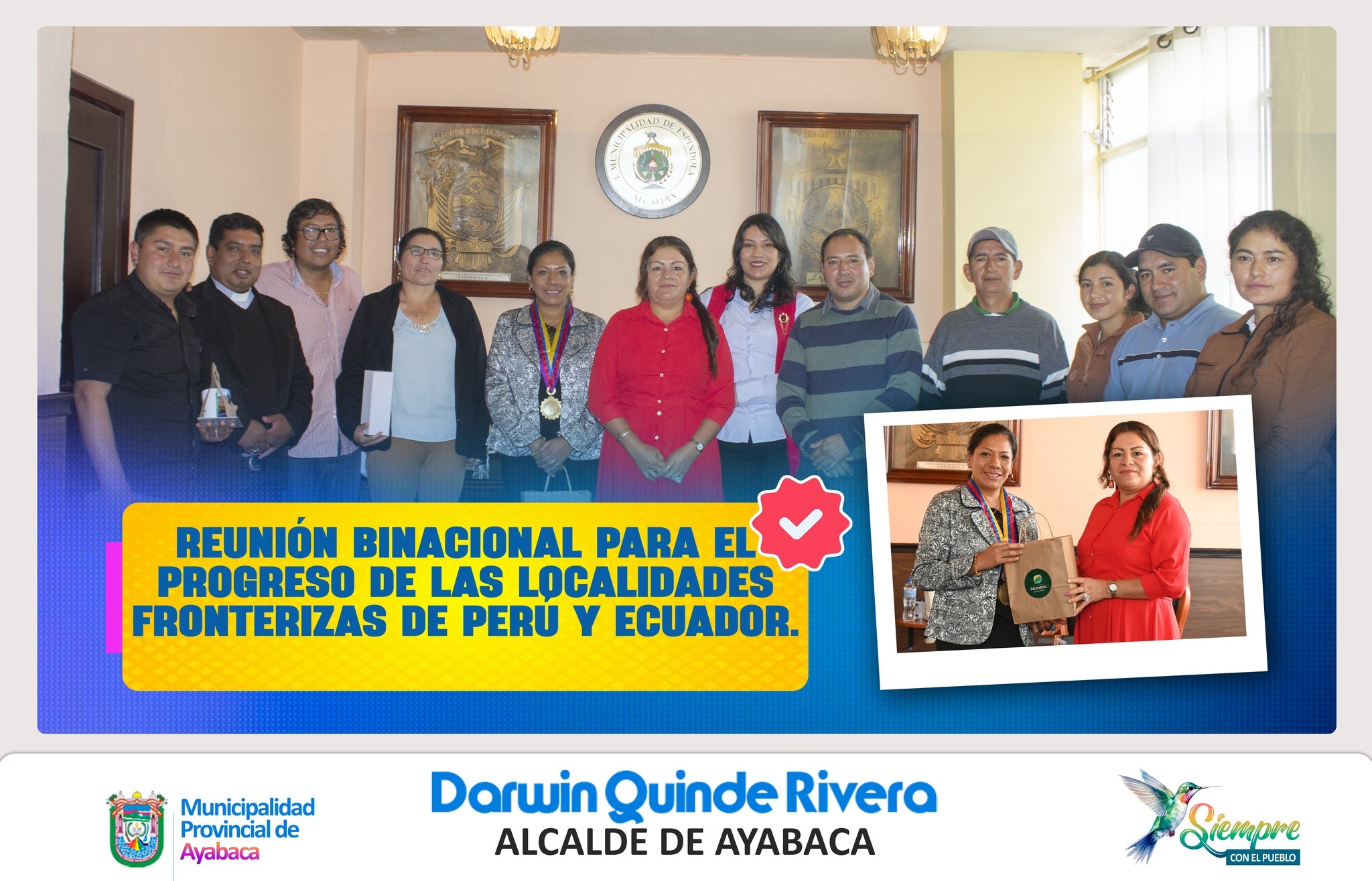 Autoridades del Cantón Espíndola y Municipalidad de Ayabaca.