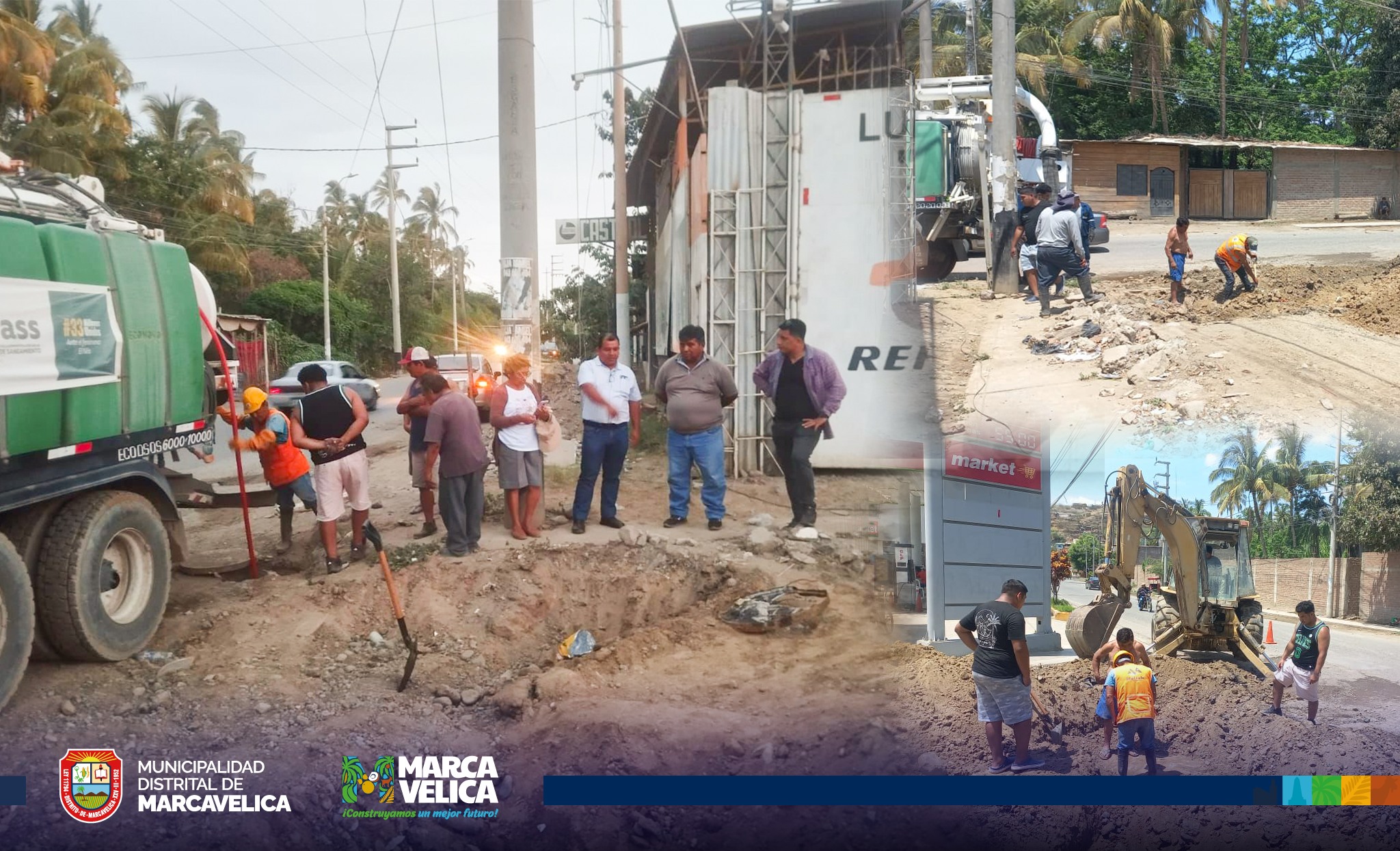 Municipalidad de Marcavelica realiza trabajos de mantenimiento en tuberías de la av. ramón castilla