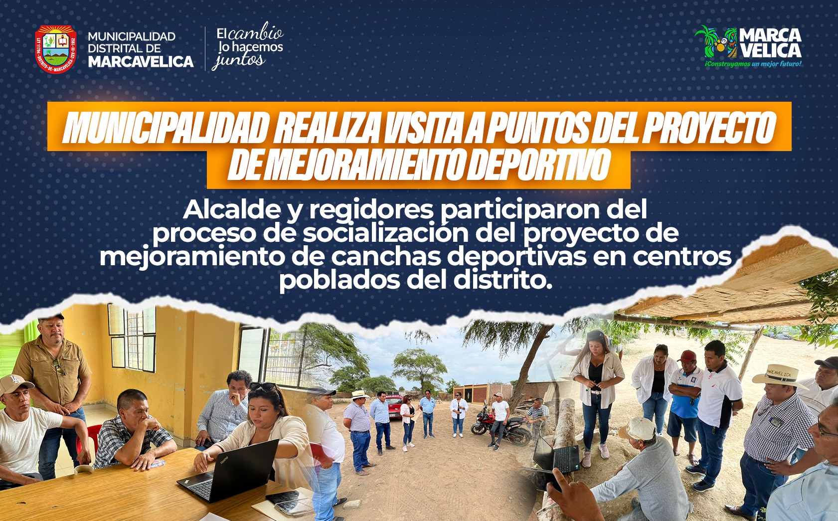 Municipalidad distrital de Marcavelica realiza visita a puntos del proyecto de mejoramiento deportivo