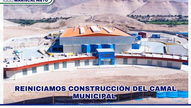  La Municipalidad Provincial Mariscal Nieto, con el propósito de generar fuentes de empleo para nuestra población, reiniciará desde este martes 21 de enero los trabajos de construcción del moderno Camal Municipal, obra que se ejecuta a través de la Sub Gerencia de Obras y por administración directa.