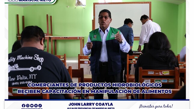 La Subgerencia de Abastecimiento y Comercialización de la Municipalidad Provincial de Mariscal Nieto organizó una importante charla dirigida a los manipuladores de alimentos, en esta ocasión, enfocada en los comerciantes de productos hidrobiológicos.