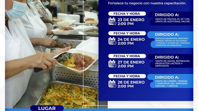 La Municipalidad Provincial Mariscal Nieto, a través de la Subgerencia de Abastecimiento y Comercialización, invita a los sectores dedicados a la expenda de alimentos y comestibles a la capacitación denominada Manipulación de Alimentos.
