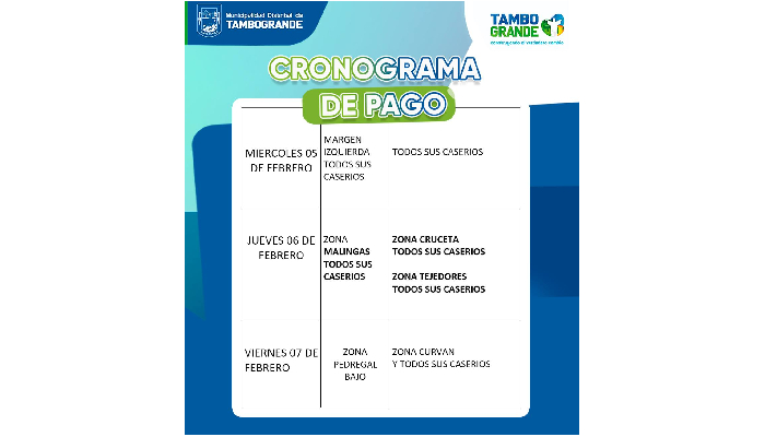 Cronograma de pago PENSIÓN 65