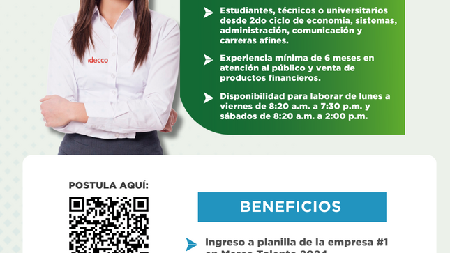 Adecco y la Municipalidad de La Molina buscan 30 promotores de servicios