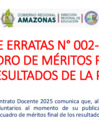 Vista preliminar de documento FE DE ERRATAS N° 002-2025 - CUADRO DE MERITOS FINAL - RESULTADOS DE LA PN