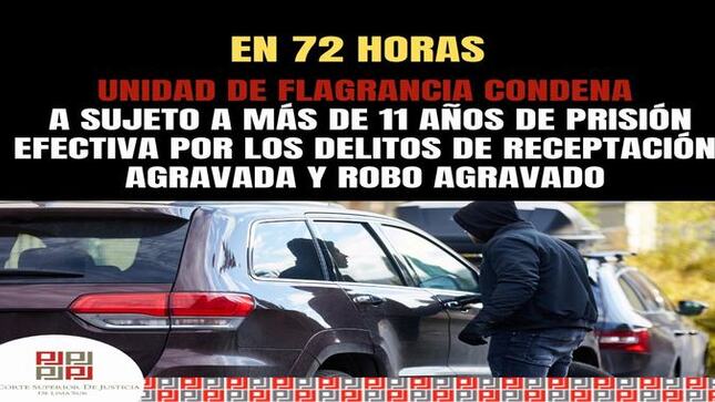 Juzgado de Lima Sur condena a hombre por receptación y robo agravado en 72 horas