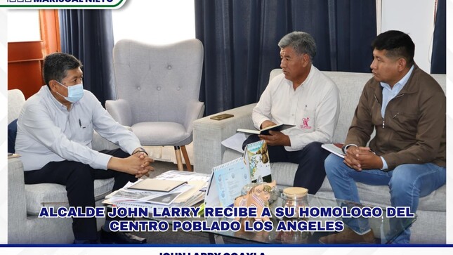 El alcalde John Larry Coayla con su similar del centro poblado de Los Ángeles Jesús Mamani, con la finalidad de escuchar y analizar las necesidades urgentes que demanda su población.