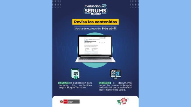 Minsa: evaluación Serums 2025-I se realizará el 6 de abril