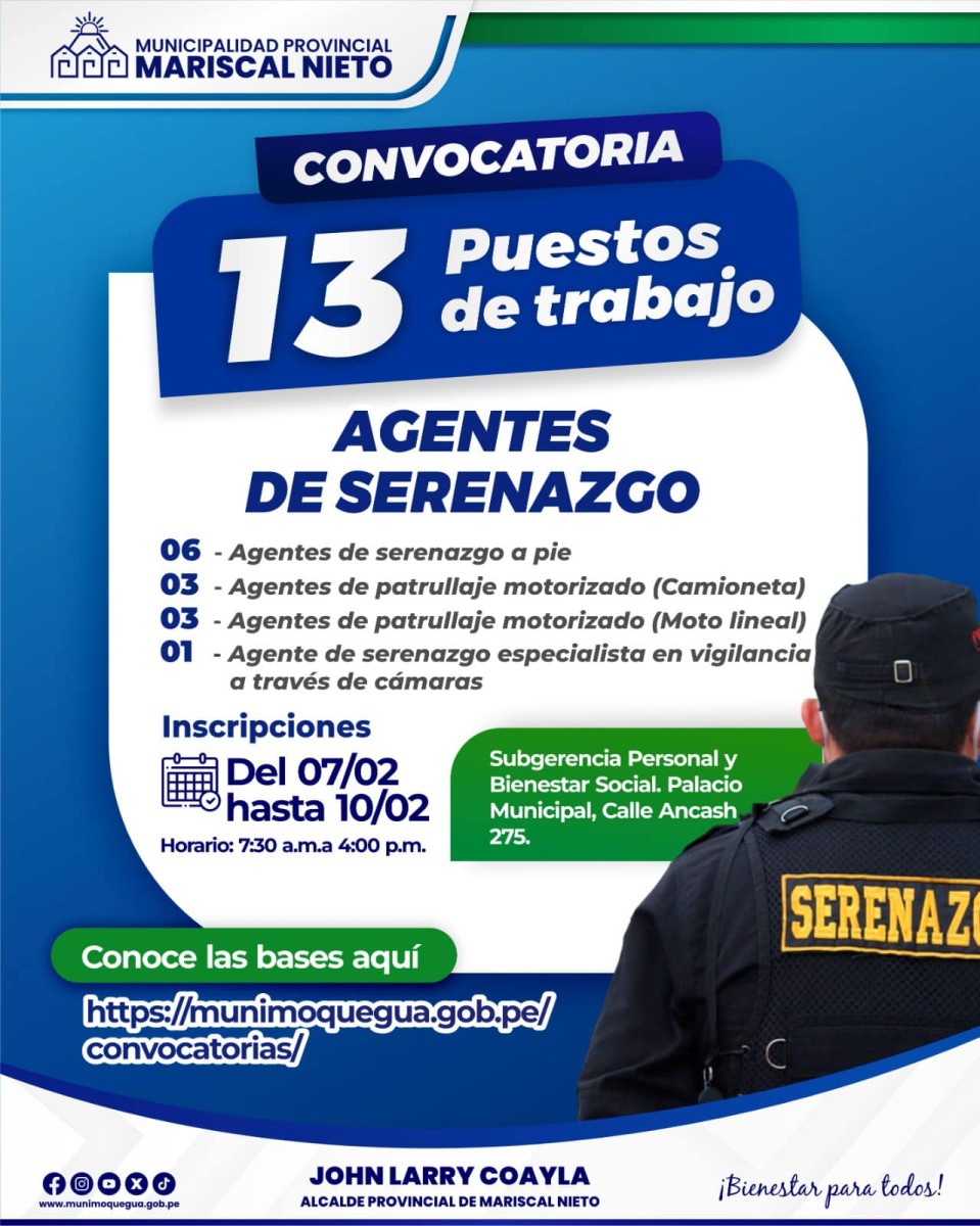 Convocatoria: Concurso Público Cas N.- 001-2025-MPMN