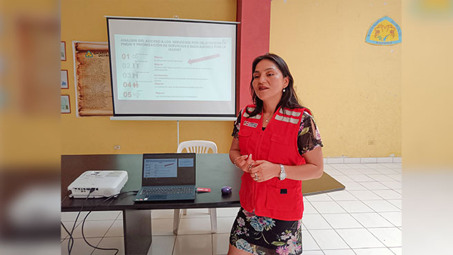 Exposición de la coordinadora de Enlace Territorial del MIDIS, Mag. Erika Gladys Alegre Quito