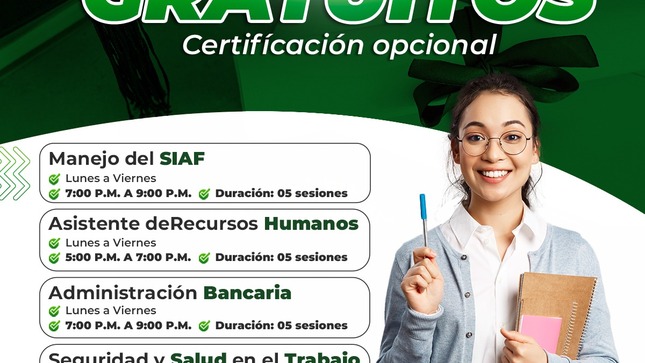#CursosVirtuales | ✍️El Centro de Formación Empresarial FOCUS , te invita a participar de los cursos de acceso gratuito: 
Inscripciones aqui: ➡️
✅  ASISTENTE DE RECURSOS HUMANOS: https://forms.gle/Fvs4HaHcdfFahiNj9
✅  ADMINISTRACIÓN BANCARIA:  https://forms.gle/HRbnoAXj9BbgjXTA7
✅ MANEJO DEL SIAF https://forms.gle/qguBKem7ZHkojWjd8
✅ SEGURIDAD Y SALUD EN EL TRABAJO https://forms.gle/TWpXn2L8Xp423vg66
🗣️ ¡No dejes pasar esta gran oportunidad y participa ya! 👏🏻 
#CursosVirtuales 
#CursosGratuitos