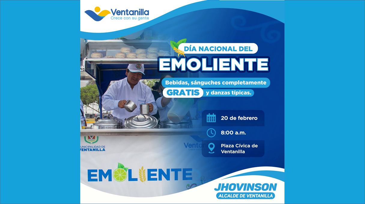 Apoyemos a nuestros hermanos emolienteros y disfrutemos juntos de un nutritivo desayuno gratis este 20 de febrero en la Plaza Cívica de Ventanilla. 😊🙌🏻