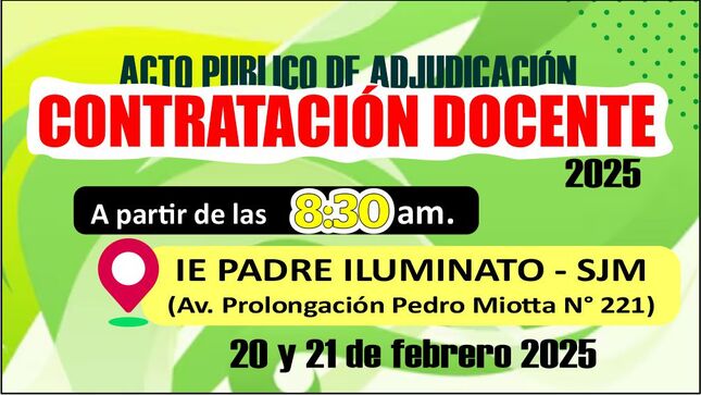 Contratación Docente 2025 Adjudicación Presencial