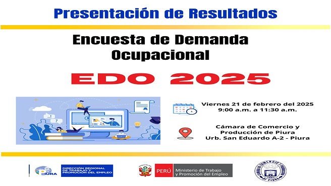 DRTPE Piura realizará la Presentación de los Resultados de la Encuesta de Demanda Ocupacional - EDO 2025