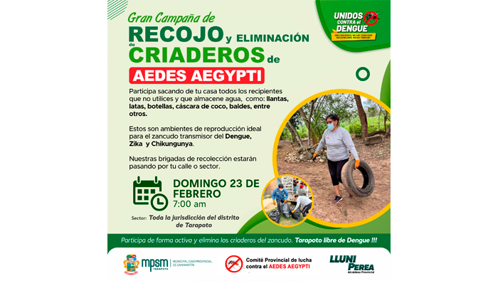 Gran campaรฑa de recojo de criaderos contra el Dengue.