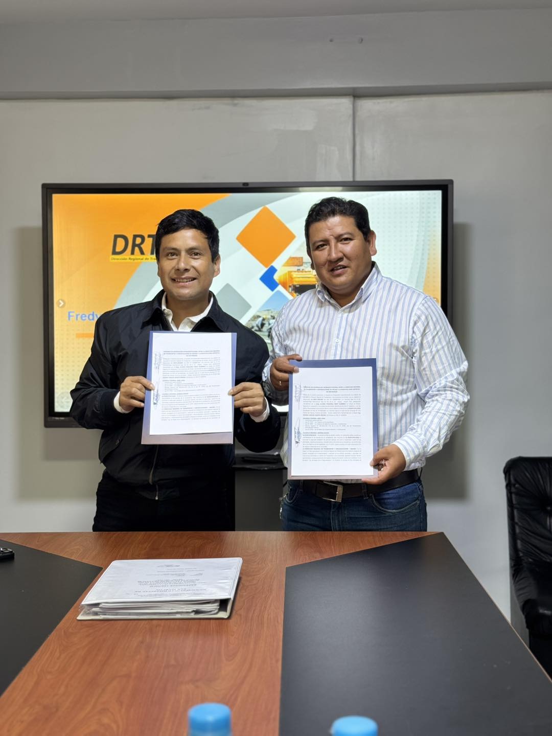 Firma de convenio entre la DRTC Áncash y la Municipalidad Distrital De San Marcos 