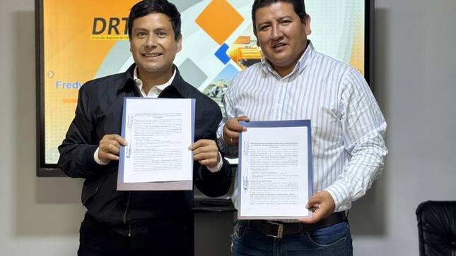 Firma de convenio entre la DRTC Áncash y la Municipalidad Distrital De San Marcos 