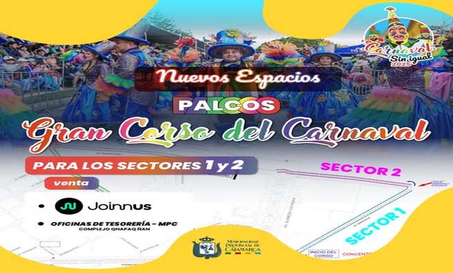 ๐ฃ ยกNuevos espacios de PALCOS! Ahora disponibles para los sectores 1 y 2 ๐ฉ
๐ ๐ฃ๐๐ป๐๐ผ๐ ๐ฑ๐ฒ ๐๐ฒ๐ป๐๐ฎ:
โ
๐๐ผ๐ถ๐ป๐ป๐๐
โ
๐ข๐ณ๐ถ๐ฐ๐ถ๐ป๐ฎ๐ ๐ฑ๐ฒ ๐ง๐ฒ๐๐ผ๐ฟ๐ฒ๐ฟรญ๐ฎ - ๐๐ผ๐บ๐ฝ๐น๐ฒ๐ท๐ผ ๐ค๐ต๐ฎ๐ฝ๐ฎ๐พ ร๐ฎ๐ป
ยกNo te pierdas la magia, el color y la alegrรญa de nuestro Carnaval Sin Igual! Reserva tu espacio y sรฉ parte de la tradiciรณn mรกs vibrante de Cajamarca. ๐๐บ