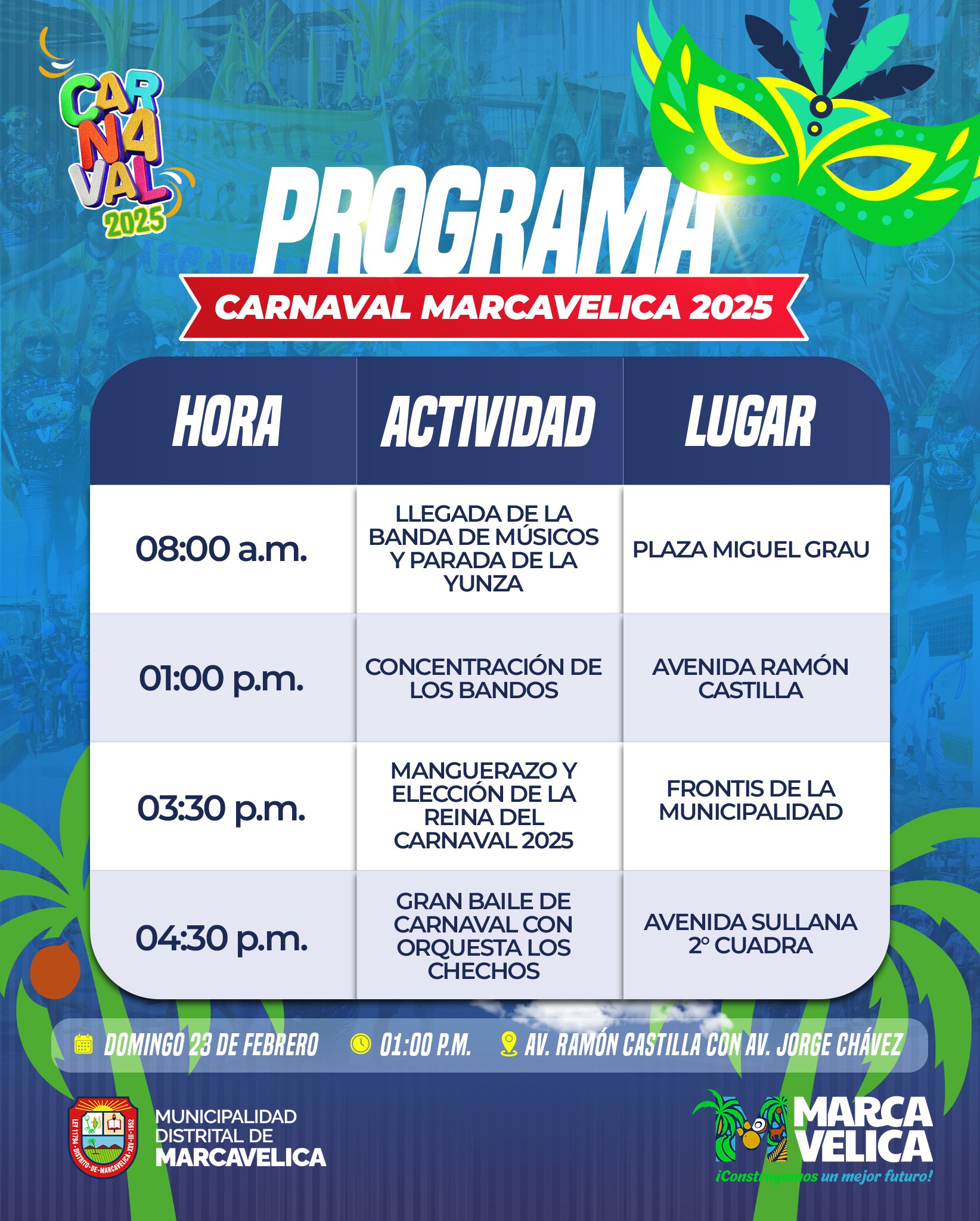 Conoce la programación para el carnaval Marcavelica 2025