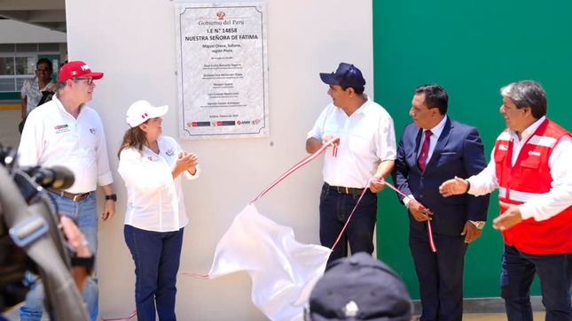 Presidenta Dina Boluarte y gobernador Luis Neyra inauguran colegio Nuestra Señora De Fátima en Sullana
