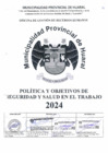 Vista preliminar de documento La Política de Seguridad y Salud en el Trabajo 2024.