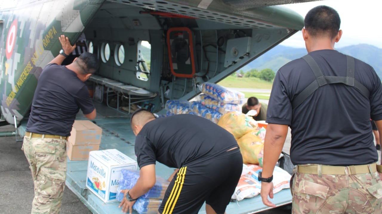 Comando Especial Vraem traslada 20 toneladas de ayuda humanitaria para comunidades de Junín afectadas por lluvias intensas