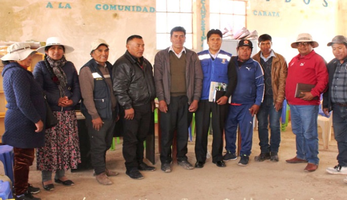 Municipalidad Provincial de Puno sostiene reunion de coordinacion con autoridades de la comunidad de Carata