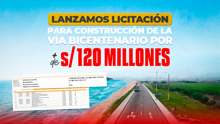 Lanzamos licitación para construcción de la vía Bicentenario por más de S/. 120 millones