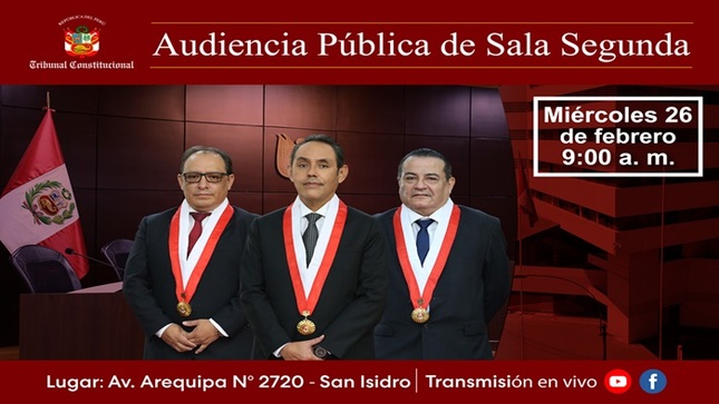 Un total de 51 causas serán vistas en audiencia pública por la Sala Segunda del Tribunal Constitucional el miércoles 26 de febrero