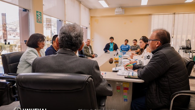 Reunión en sala de reuniones del vicerrectorado de investigación 