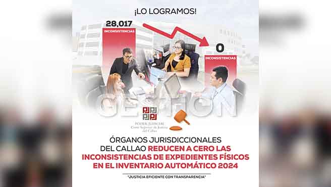 Órganos Jurisdiccionales del Callao reducen a cero las inconsistencias de expedientes físicos en el inventario automático 2024