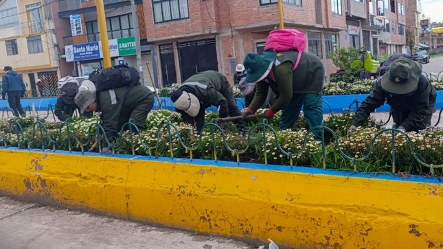 Puno florece con trabajos de mantenimiento en parques y jardines