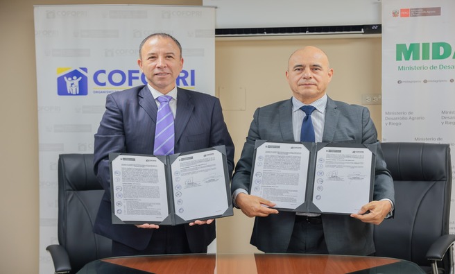 Mediante la suscripción de un convenio entre ambas instituciones, el Cofopri iniciará los trabajos de campo con el financiamiento del Midagri.