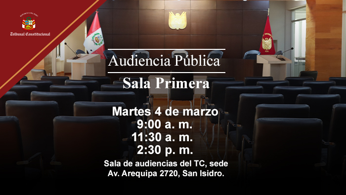 Sala Primera del Tribunal Constitucional sesionará en audiencia pública el próximo martes 4 de marzo y verá 70 causas