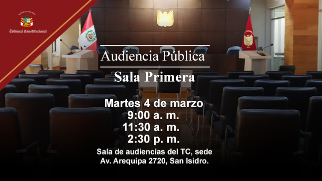 Sala Primera del Tribunal Constitucional sesionará en audiencia pública el próximo martes 4 de marzo y verá 70 causas