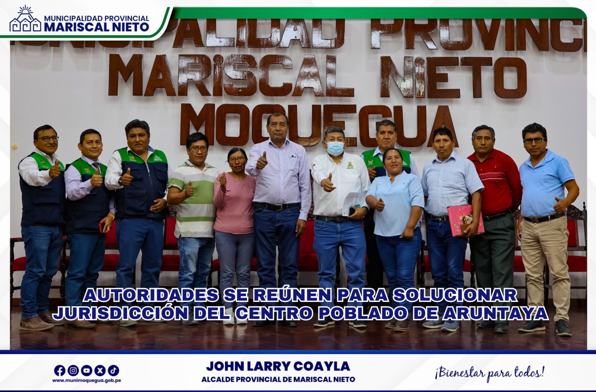 En un firme compromiso con la correcta distribución territorial y el desarrollo de los centros poblados, el alcalde provincial de Mariscal Nieto lideró una reunión clave para abordar la situación de los Centros Poblados de Aruntaya y Titire.