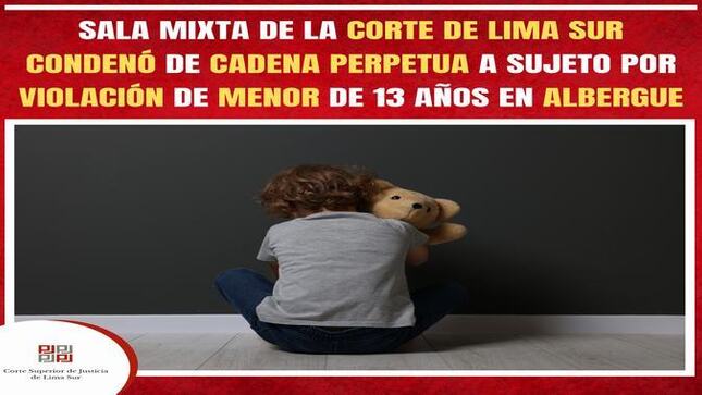 Sala Mixta de Villa María del Triunfo dicta condena de cadena perpetua por violación de menor en albergue