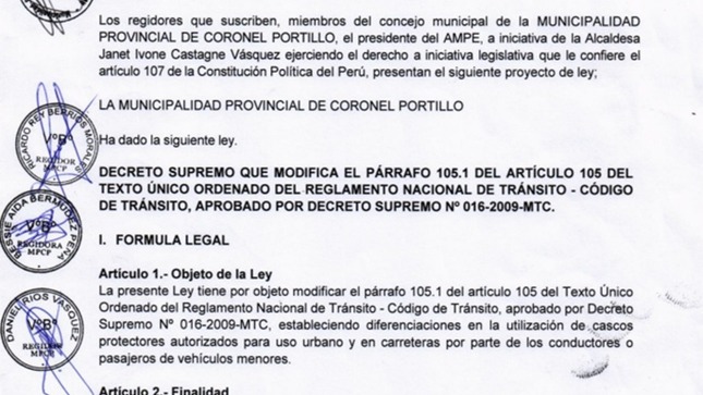 Propuesta ingresada hoy al MTC