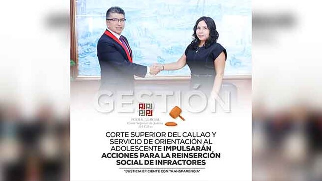 Corte Superior del Callao y Servicio de Orientación Adolescente impulsarán acciones para la reinserción social de infractores