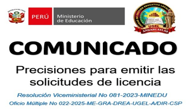 Comunicado Licencias RVM 081--2023-MINEDU