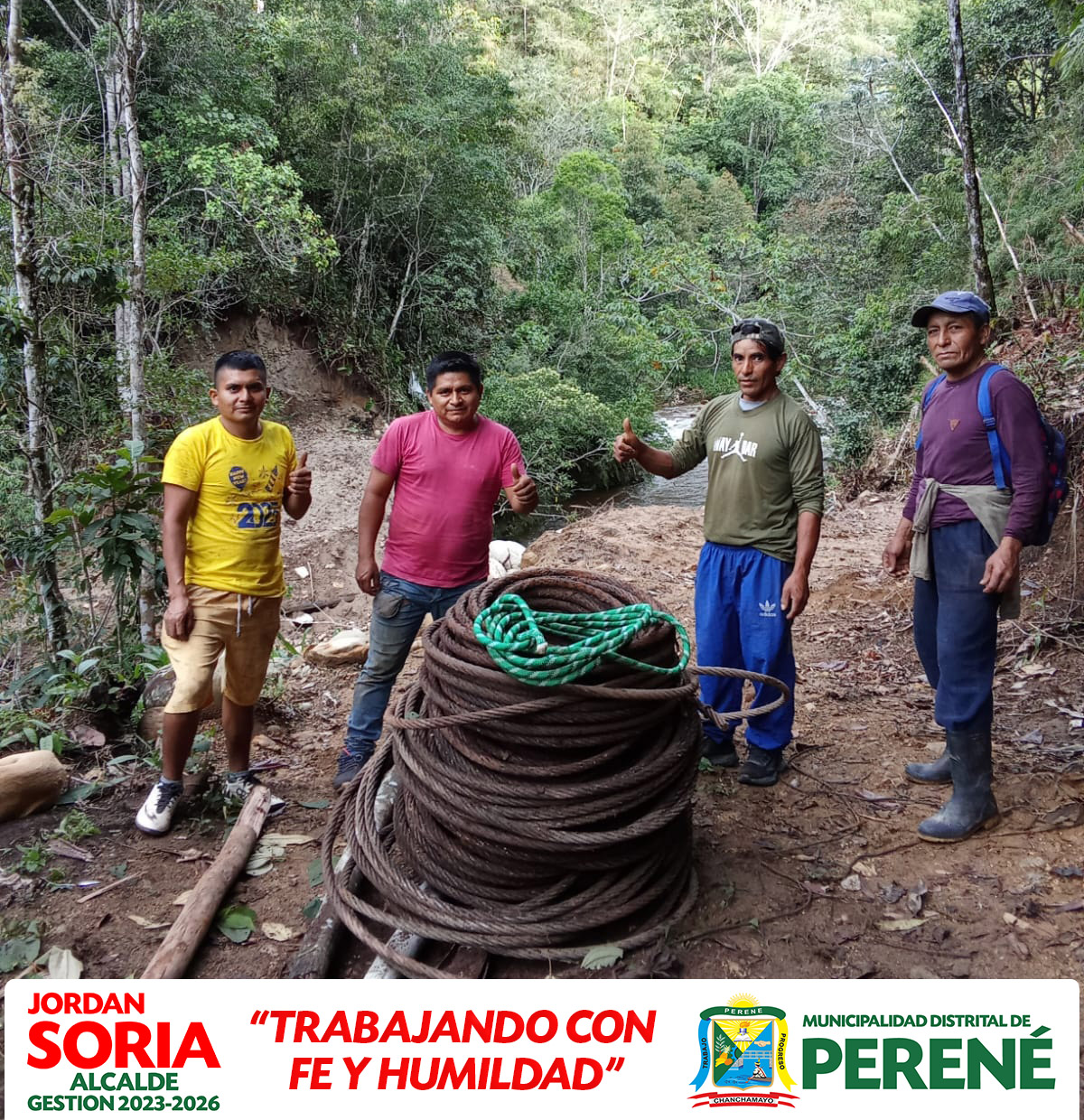 Se Entrega Cable De Acero Para Construcción De Puente Colgante En Anexo Pampa Del Oso