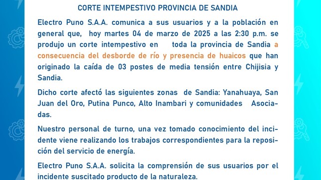 Corte intempestivo Sandia