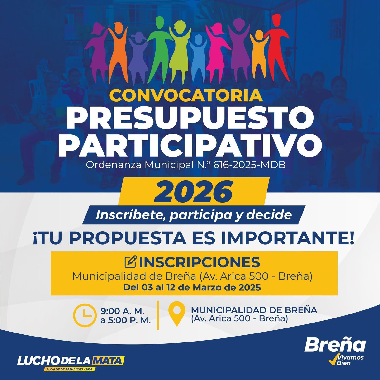 Proceso de Presupuesto Participativo basado en Resultados 2026 del Distrito de Breña.