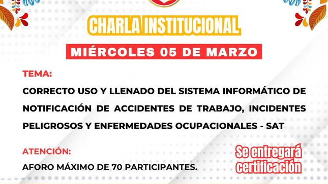 RIS Chilca Mala: Charla Institucional de "Promoción y Protección de los Derechos Fundamentales y de la Seguridad y Salud en el Trabajo.