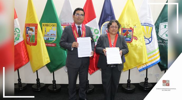 Presidenta de la Corte de Lima Sur y Decano del Colegio de Abogados de Lima Sur suscriben acuerdo de cooperación interinstitucional