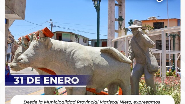 Desde la Municipalidad Provincial de Mariscal Nieto, expresamos nuestro más cálido saludo a todos los habitantes de esta hermosa tierra, conocida por su riqueza cultural y el espíritu de amistad que la caracteriza.