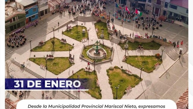 Hoy celebramos con orgullo un año más de historia, cultura y progreso de este querido distrito. Desde la Municipalidad Provincial Mariscal Nieto, elevamos nuestro más ferviente saludo a cada uno de sus habitantes, reconociendo su esfuerzo y dedicación para el desarrollo de nuestra provincia.