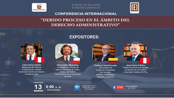 Conferencia internacional sobre el debido proceso en el ámbito del derecho administrativo realizará el CEC del TC el 13 de marzo