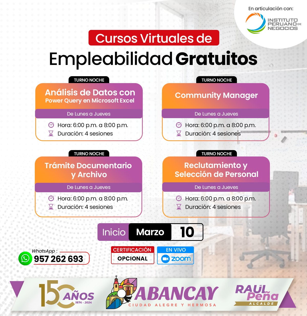 Participar de nuestra convocatoria de los cursos de empleabilidad